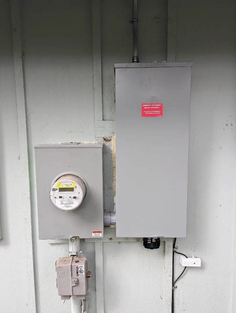 200 amp underground service upgrade with surge protection, meter can, grounding, and new breaker box