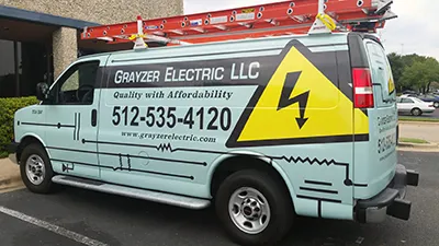 Grayzer Electric van freshly wrapped for EV charging station installations.